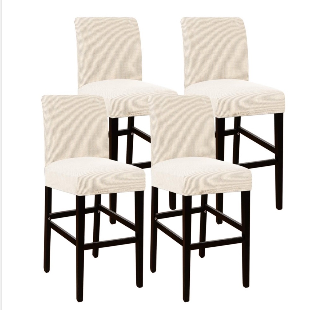 Textured Bar Stool Covers in BEIGE-Set of 4